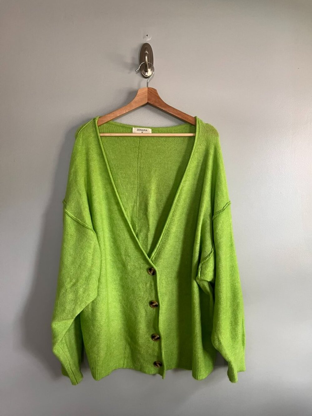 Bright Green Baggy Cardigan - 1X